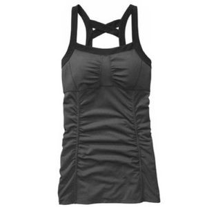 Athleta Scrunch Ruched Tunic Tank Tap Gray and Black
